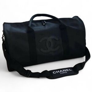CHANEL Black/Black Front Logo Duffel Beaute Bag
